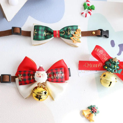 Pet's Christmas Bow Tie Collars