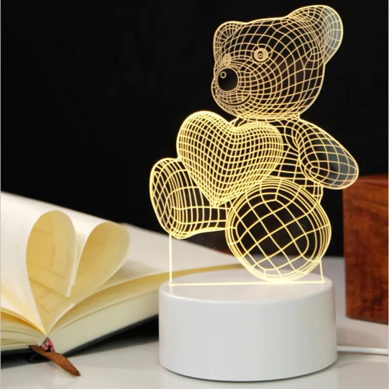 3D Lamp 3 Color Teddy Night Light